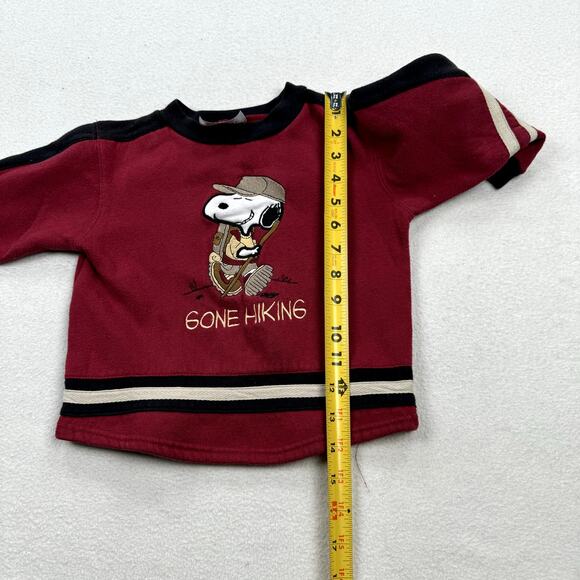 Vintage Peanuts Outfit Size 7 Red Black Sweatshirt Corduroy Pants Snoopy Cartoon - Picture 6 of 12